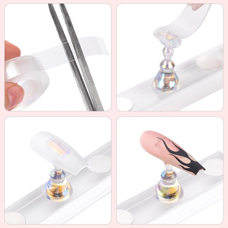 Etercycle Nail Stand for Press On Acrylic Nails Art Display Stand Nail Holder for Painting Magnetic Nails Stand with Double-sided Tape for Home DIY Salon Supplie (Clear) - Image 5